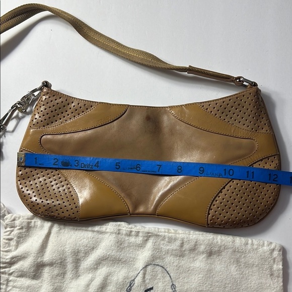 Y2K Vintage! Prada Tan Perforated Leather Women's Shoulder Bag - Picture 7 of 11